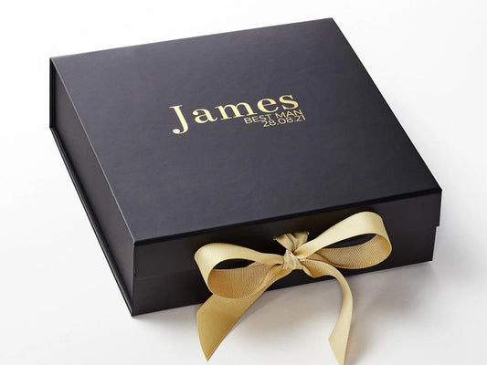 Personalised Luxury Black Medium Gift Box with ribbon