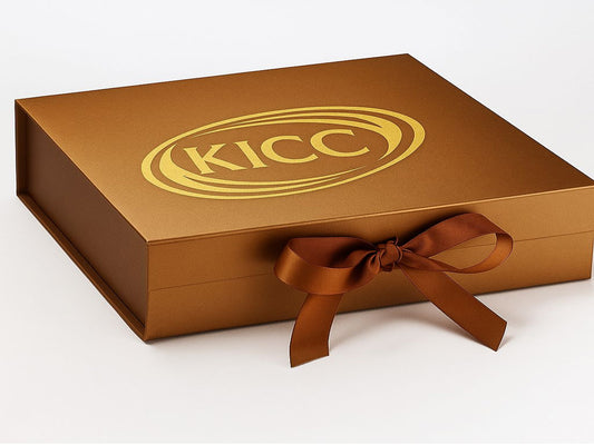 Personalised Luxury Copper Medium Gift Box with ribbon