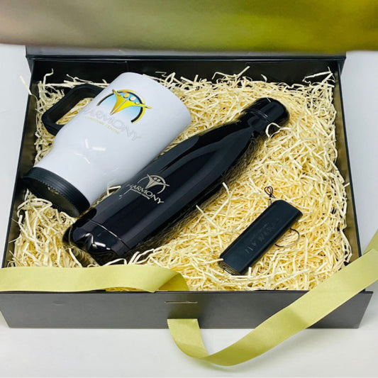 Corporate Branded Gift Set and - Flask, Power Bank , Thermal Mug and Gift Box