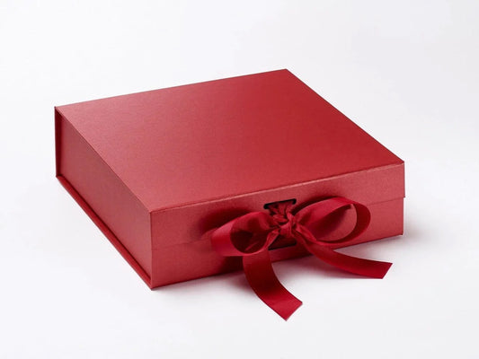 Personalised Luxury Red Medium Gift Box with ribbon