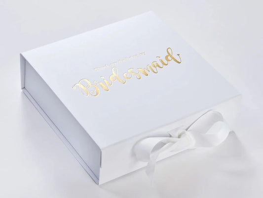 Personalised Luxury White Medium Gift Box with ribbon